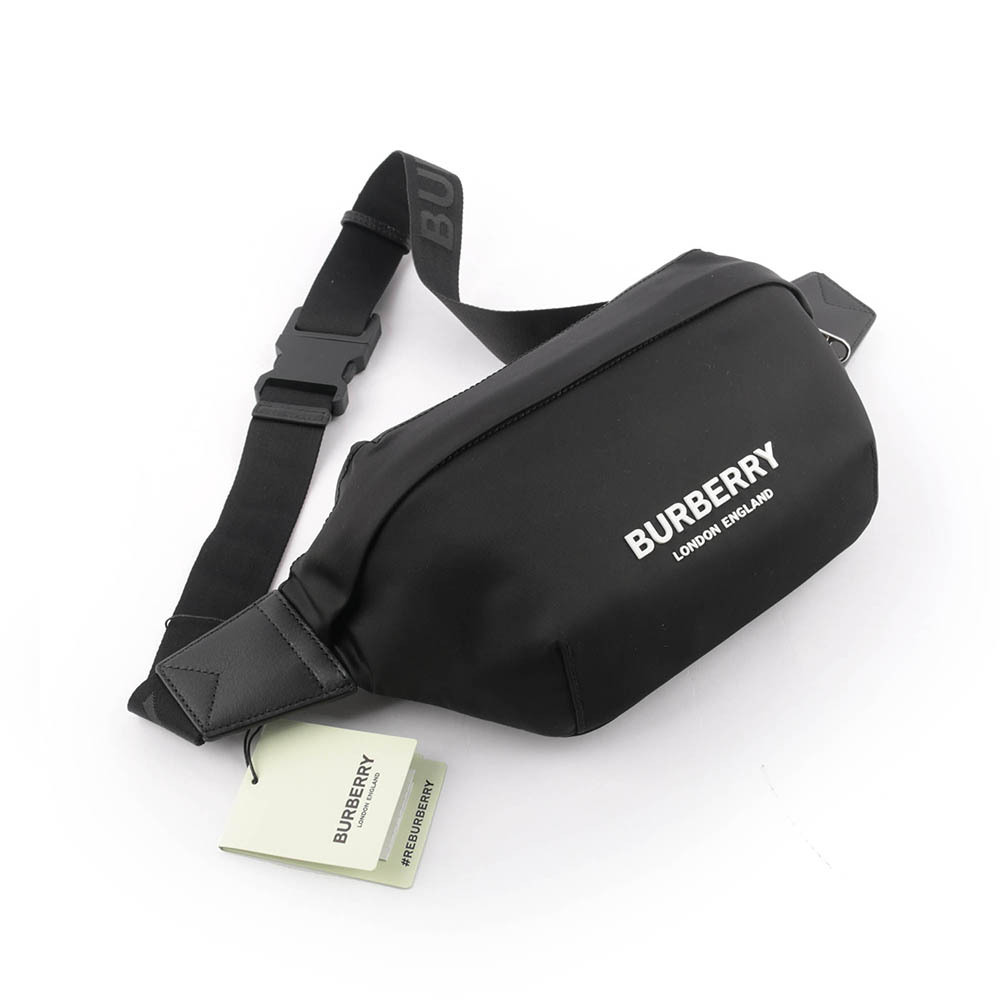 【BURBERRY】Logo 標誌尼龍 Sonny腰包(黑色) 8049095 A1189