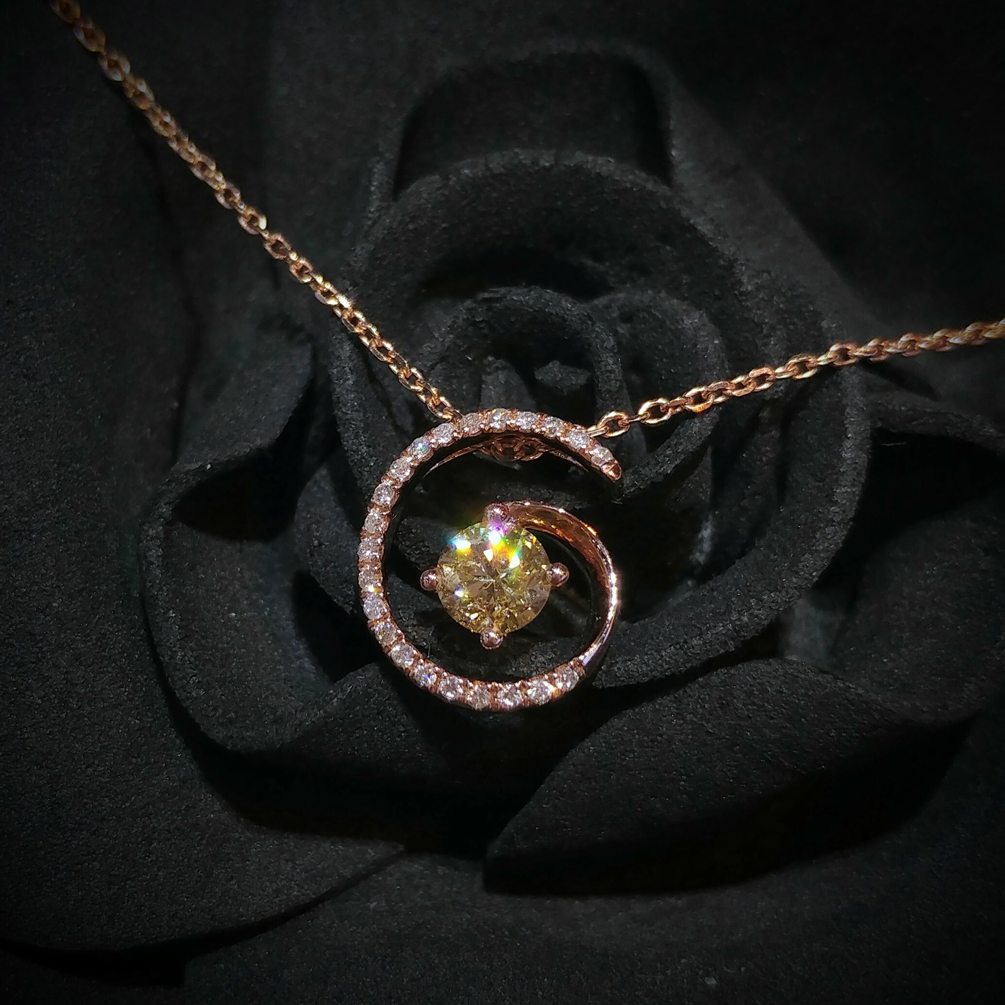 18K Rose Gold 0.51ct Light Brown Diamond Pendant