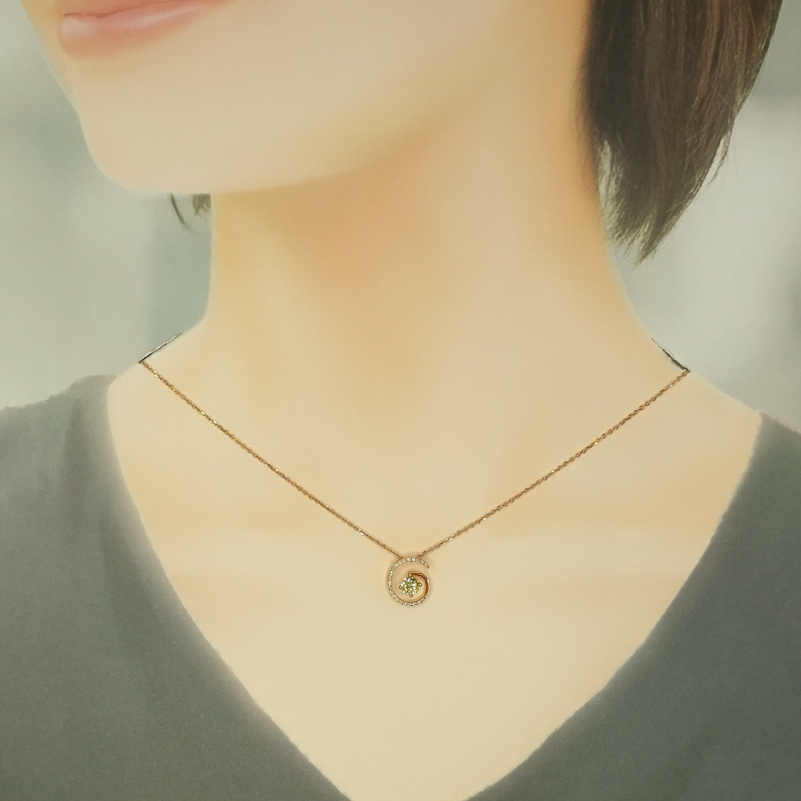 18K Rose Gold 0.51ct Light Brown Diamond Pendant