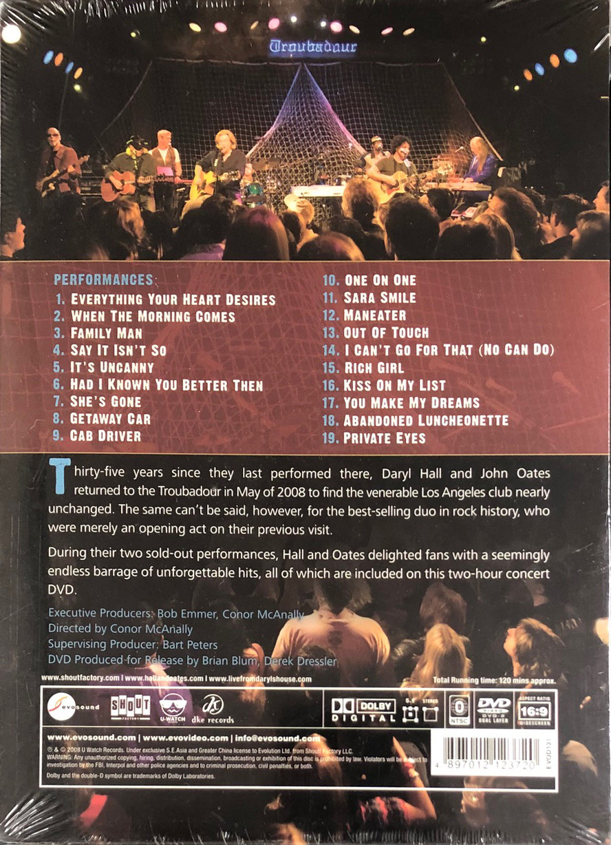 DARYL HALL+JOHN OATES-LIVE TROUBADOUR(DVD)