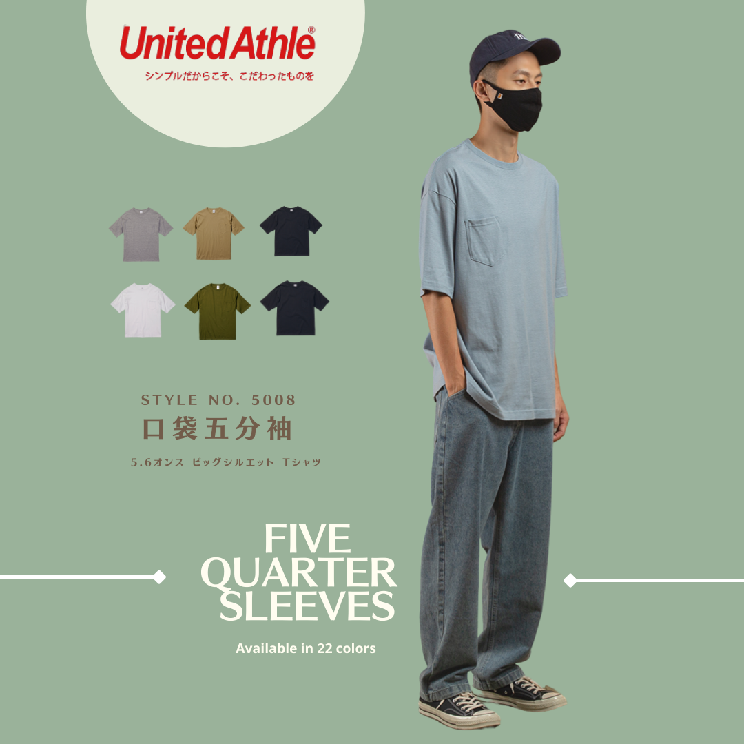 日本 United Athle 前口袋 素T 微寬 五分袖 寬鬆 短T - UA5008