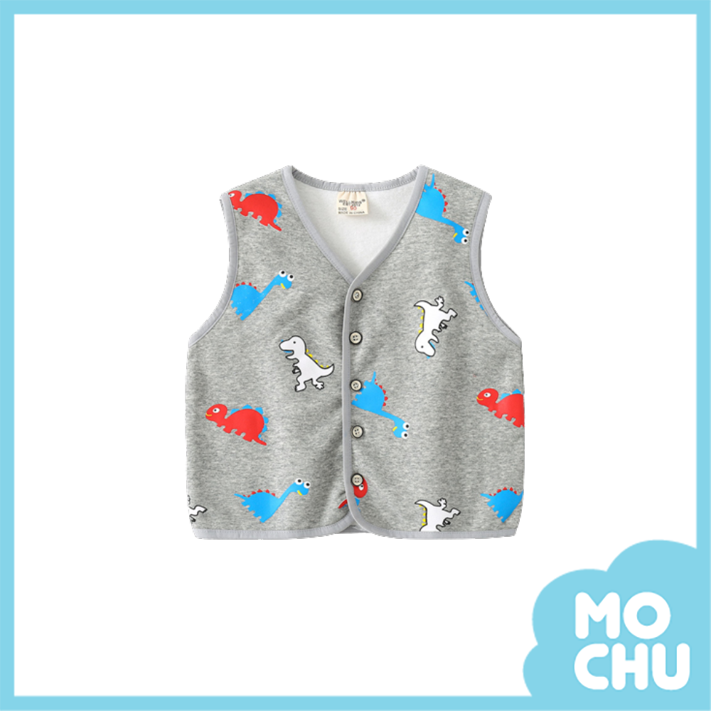 奔跑恐龍加絨無袖棉背心