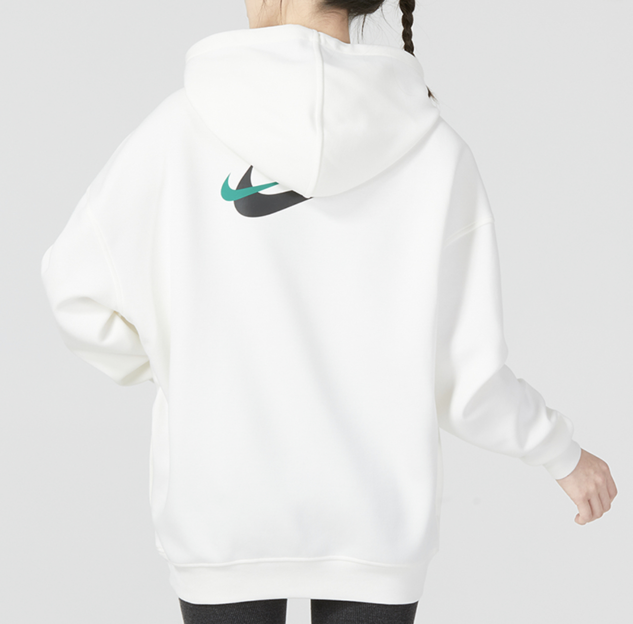 Nike 帽T 白 綠 雙勾 連帽上衣 長袖 寬鬆 AF1 FB7650-133 NOVLU