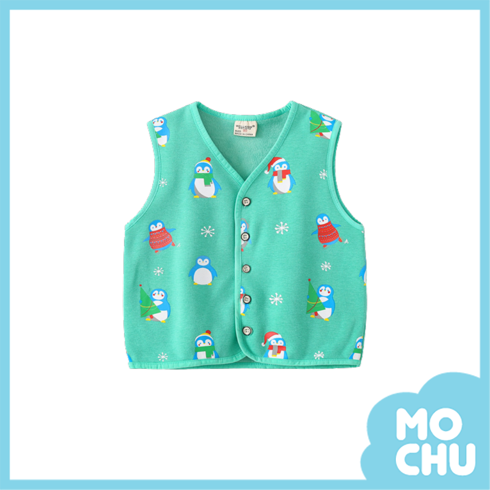 圍巾小企鵝加絨無袖棉背心
