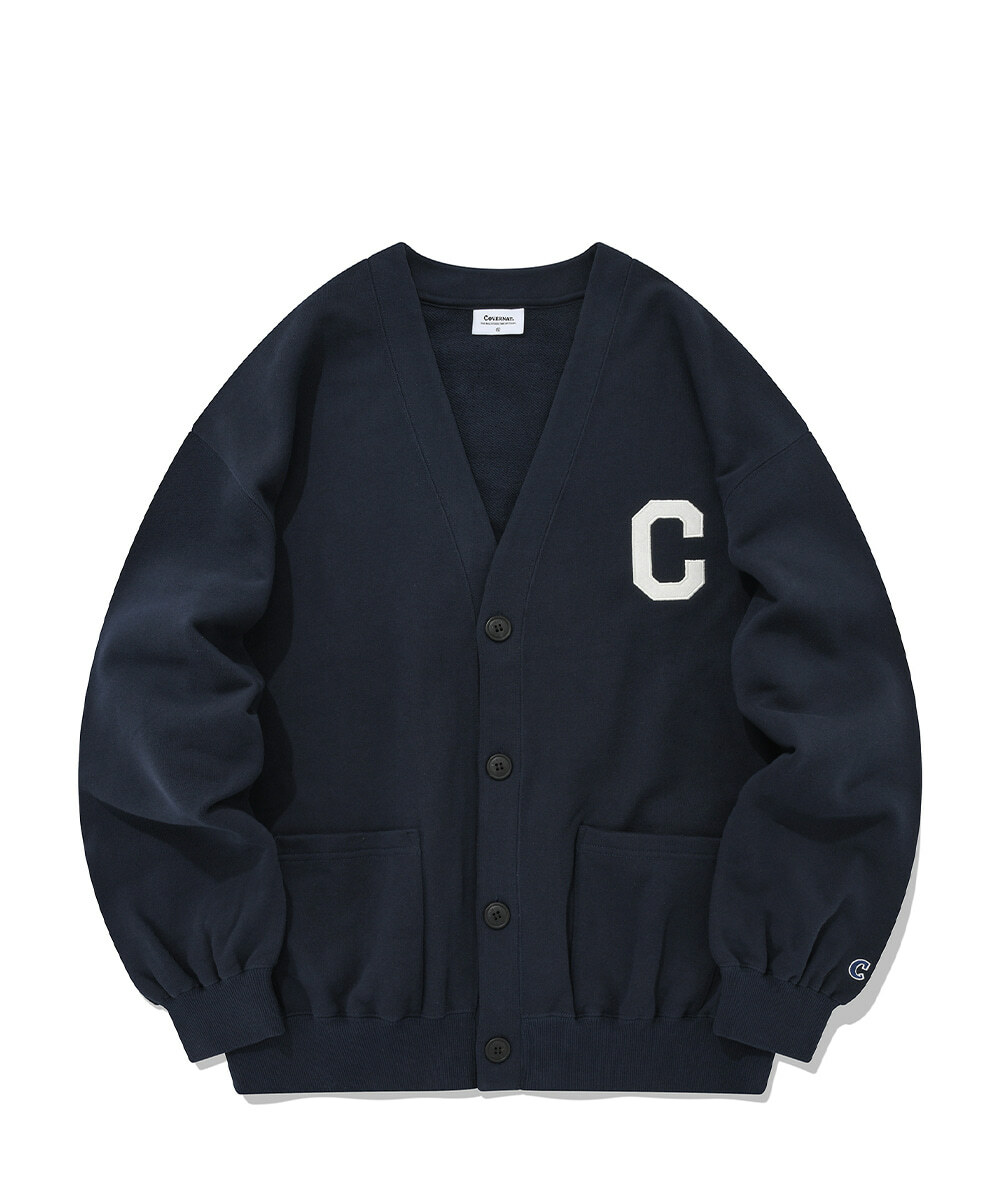 COVERNAT C-Logo 寬鬆 針織外套 海軍藍