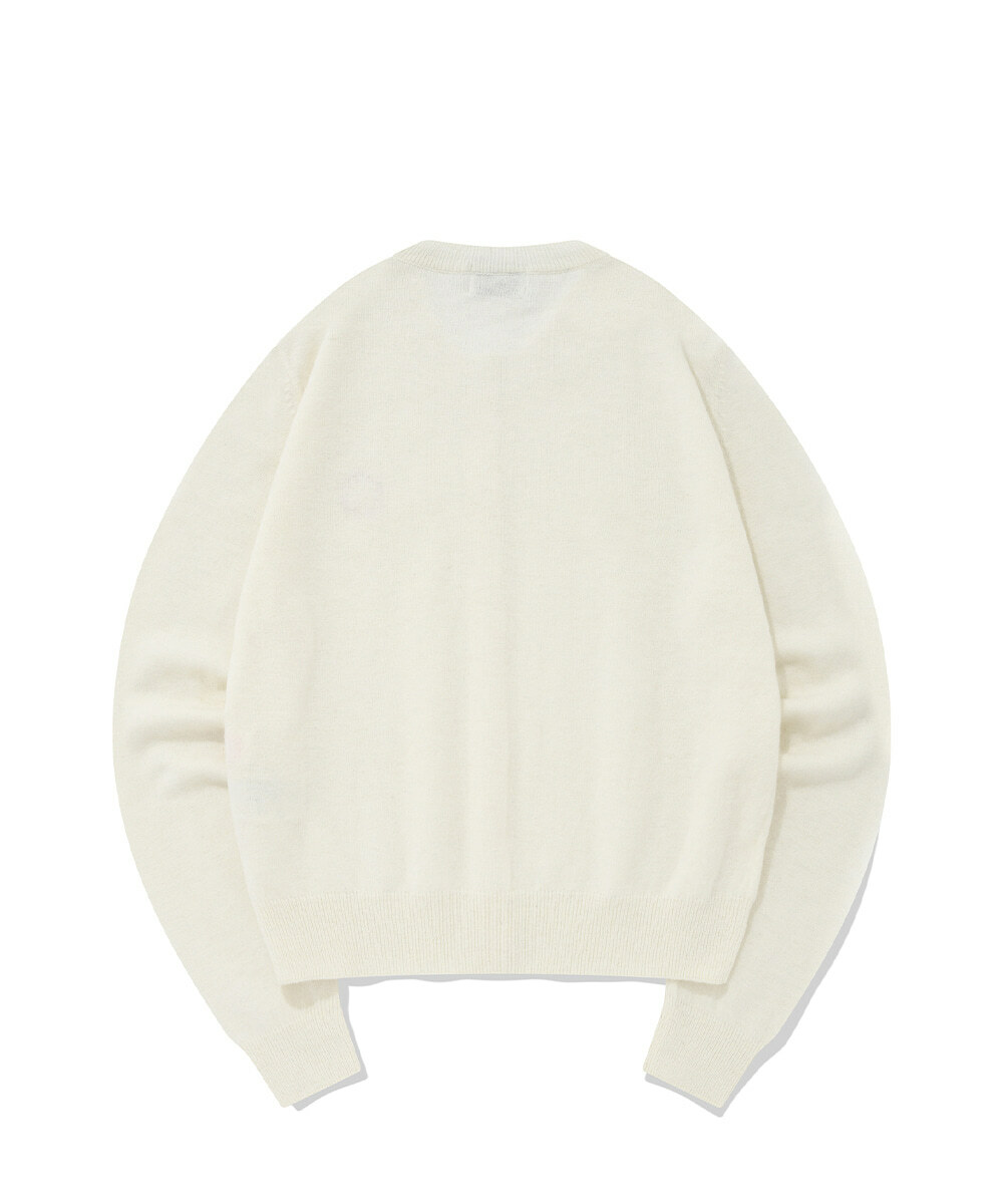 COVERNAT 四葉草 心型 針織外套 象牙白 女款