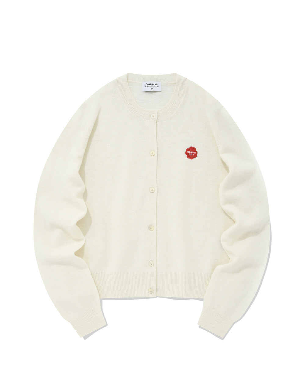 COVERNAT 四葉草 心型 針織外套 象牙白 女款