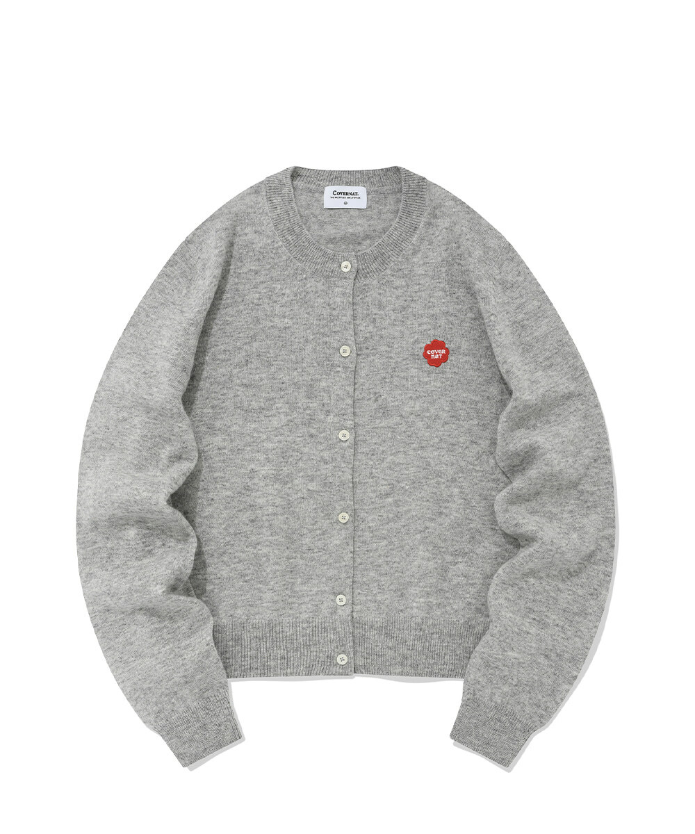COVERNAT 四葉草 心型 針織外套 灰色 女款