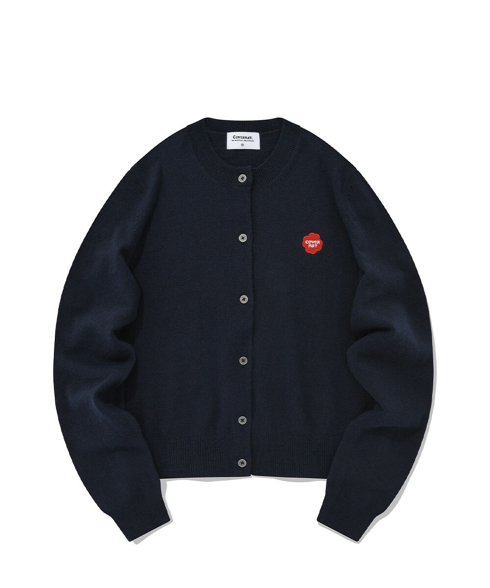 COVERNAT 四葉草 心型 針織外套 海軍藍 女款