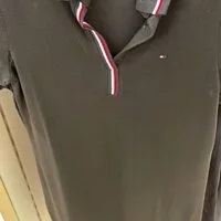 [S] TOMMY HILFIGER ESSENTIAL SPLIT-NECK DRESS POLO DRESS,BLACK, 76J0982-001 (STH46)