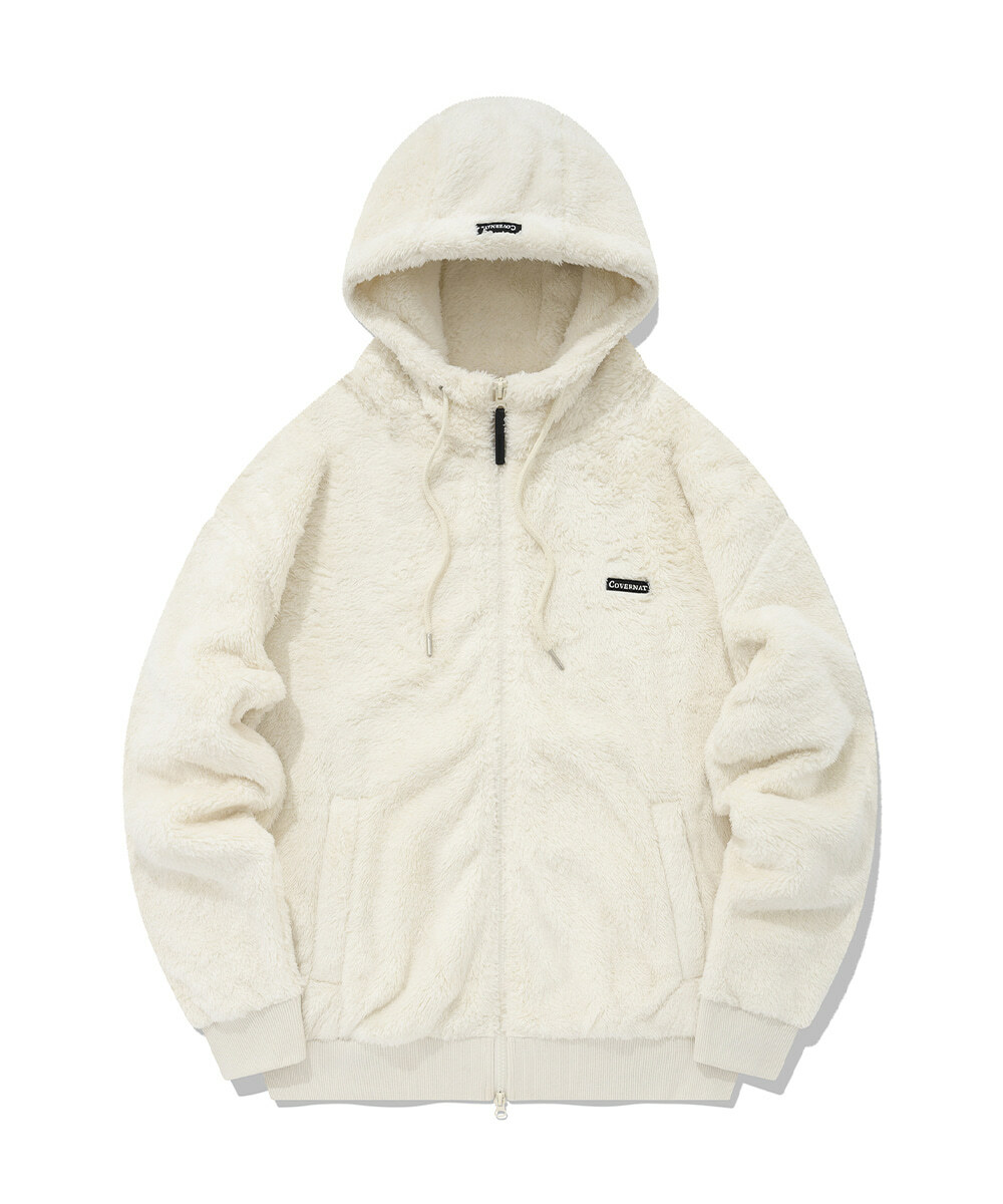 COVERNAT 毛毛 連帽外套 夾克 象牙色