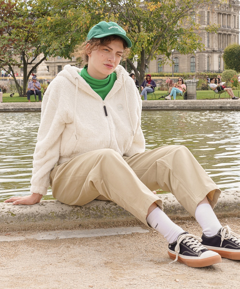 COVERNAT 羊羔絨 連帽外套 夾克 象牙色 女款