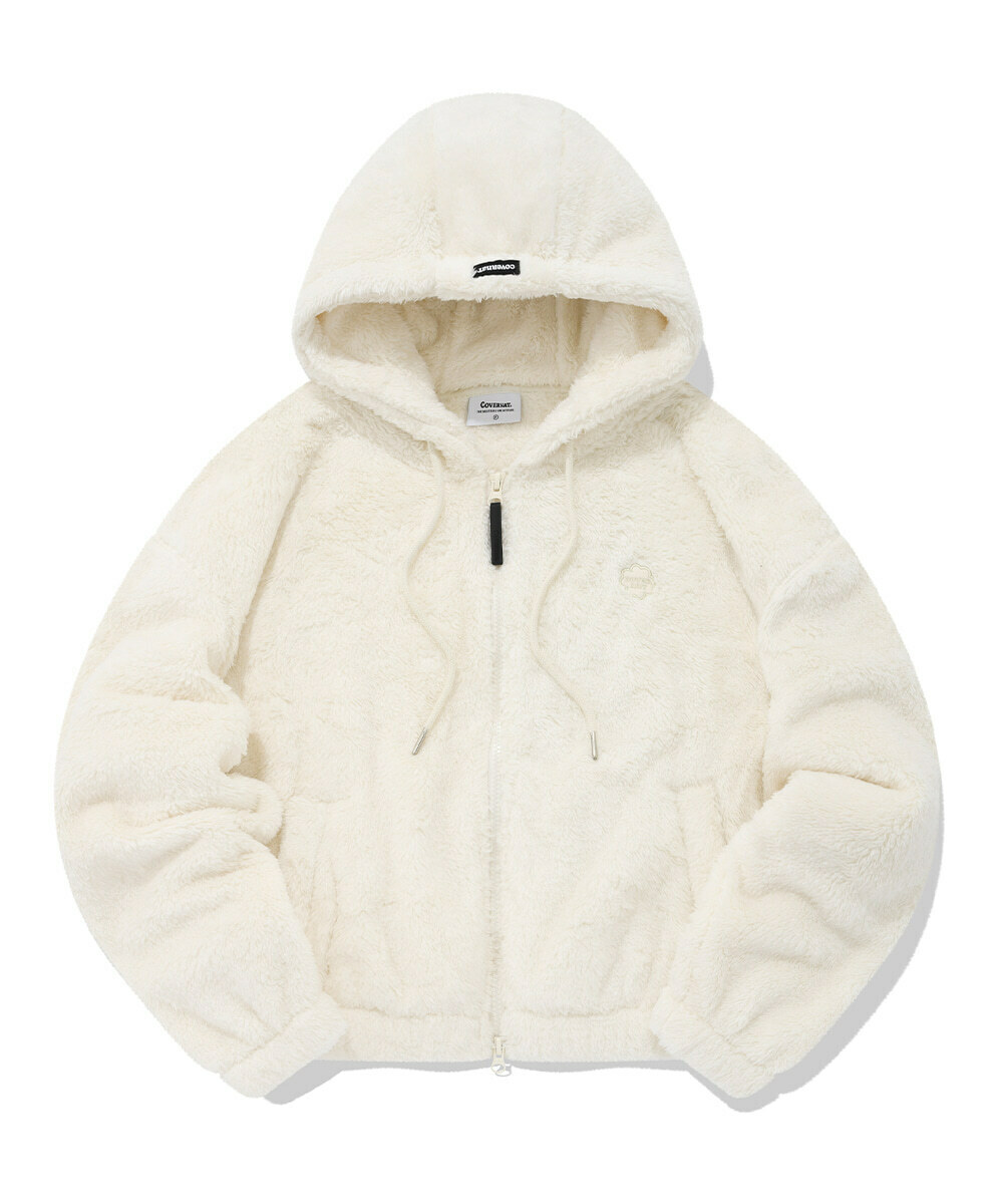 COVERNAT 羊羔絨 連帽外套 夾克 象牙色 女款