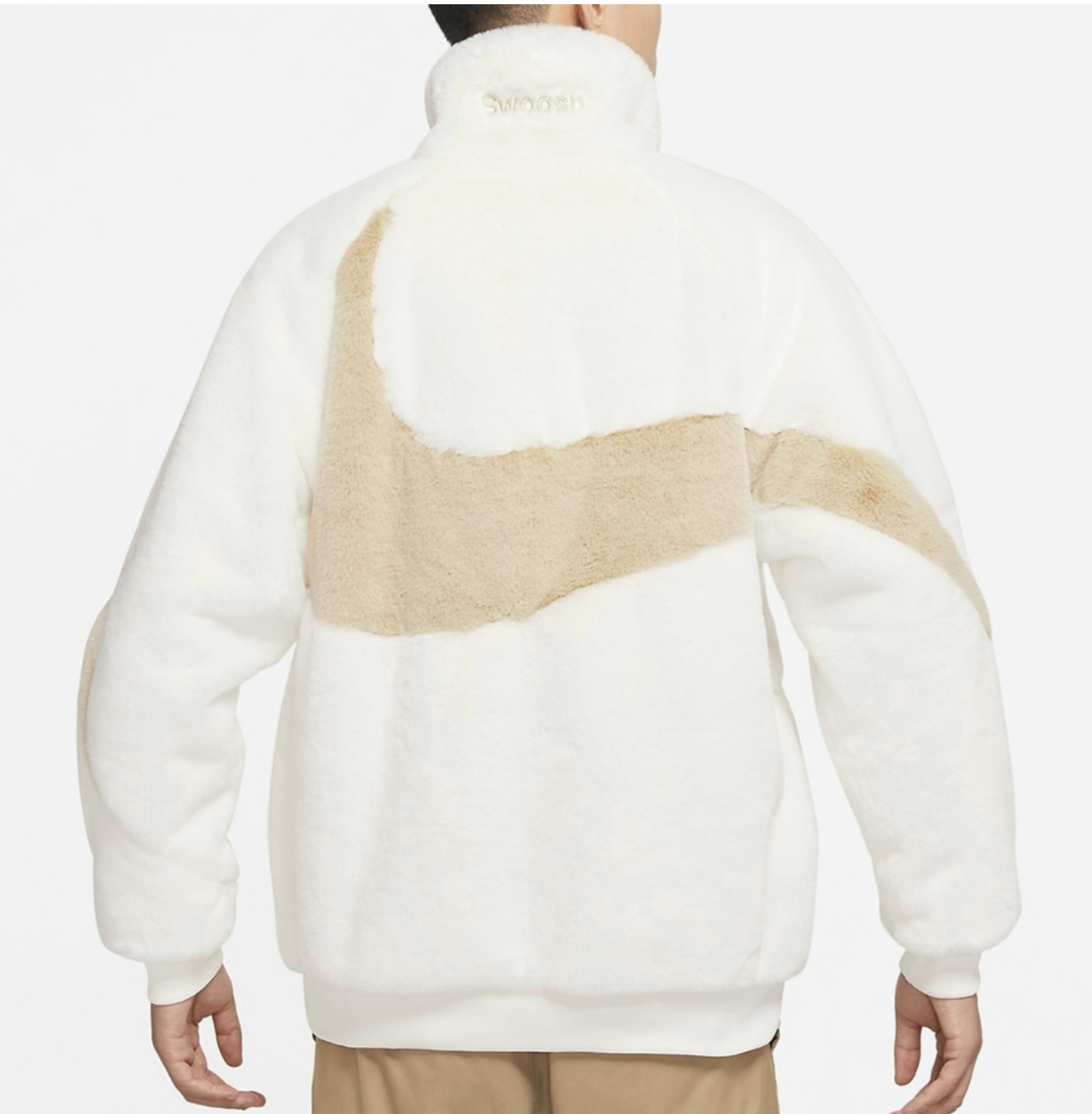 Nike 男款立領外套 羊羔絨 保暖 杏 奶茶大勾 刺繡 FB7664-010 NOV LU