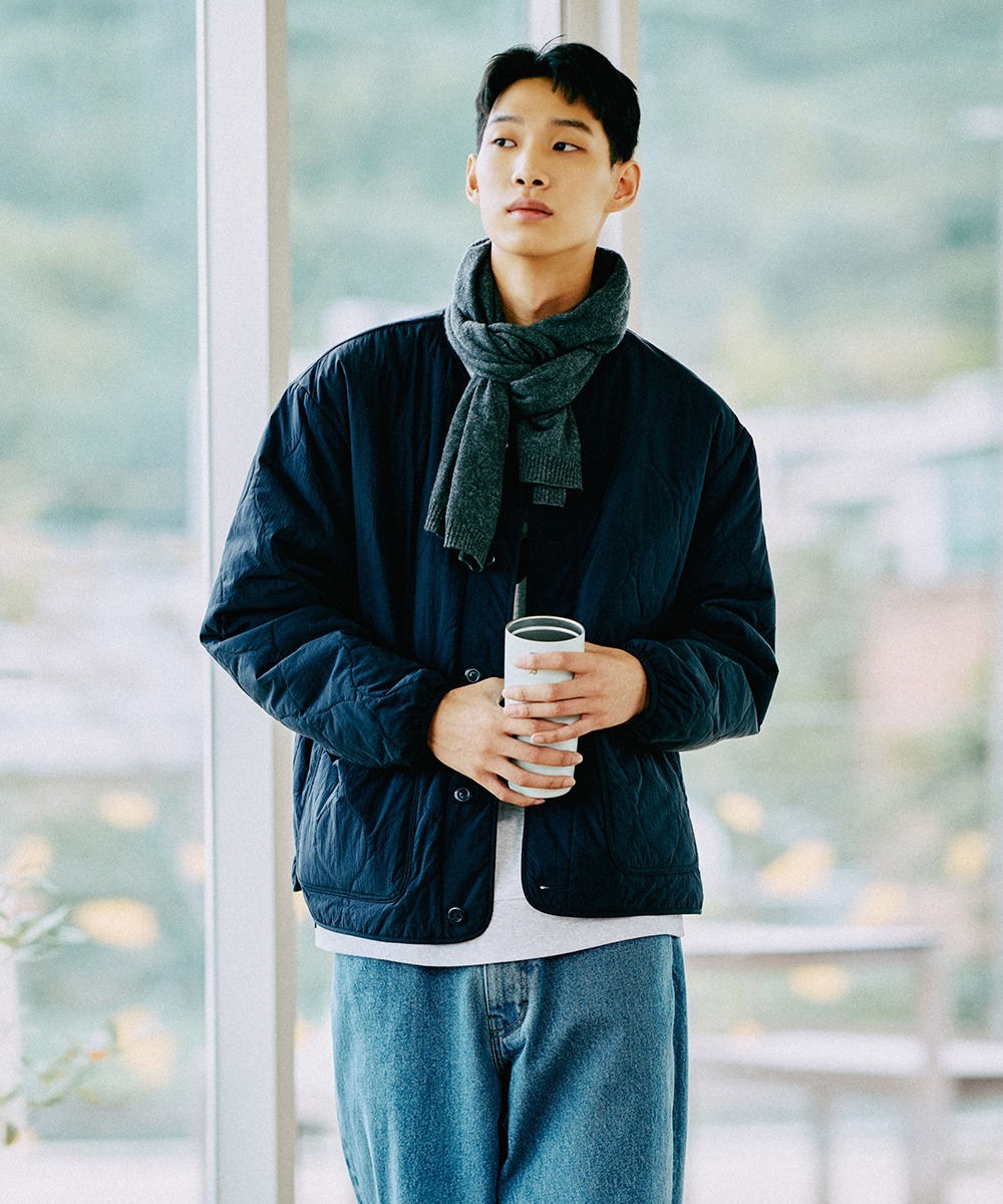 COVERNAT 短款 絎縫夾克 海軍藍