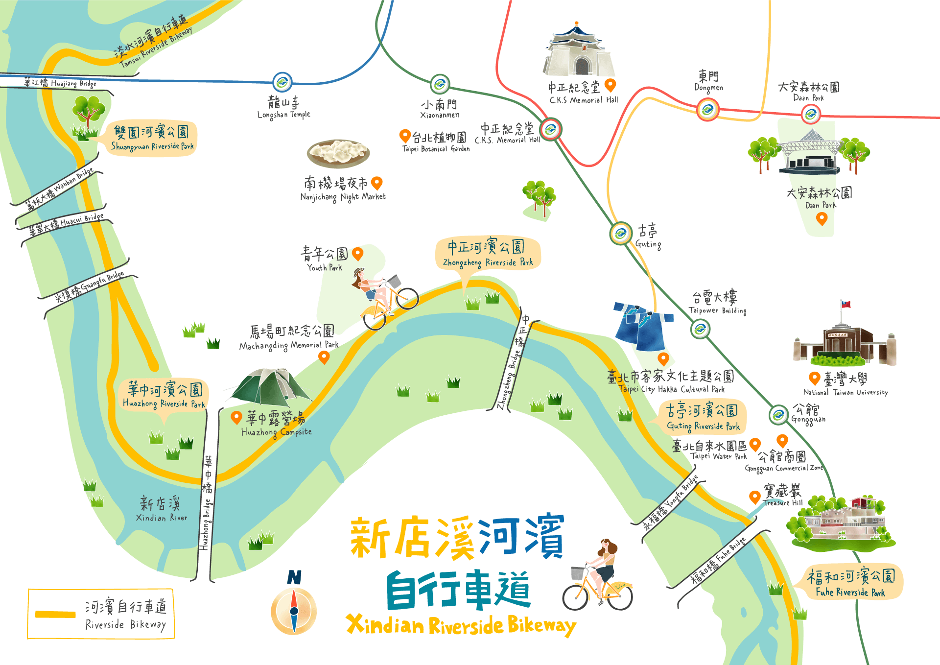 新店溪河濱自行車道路線圖