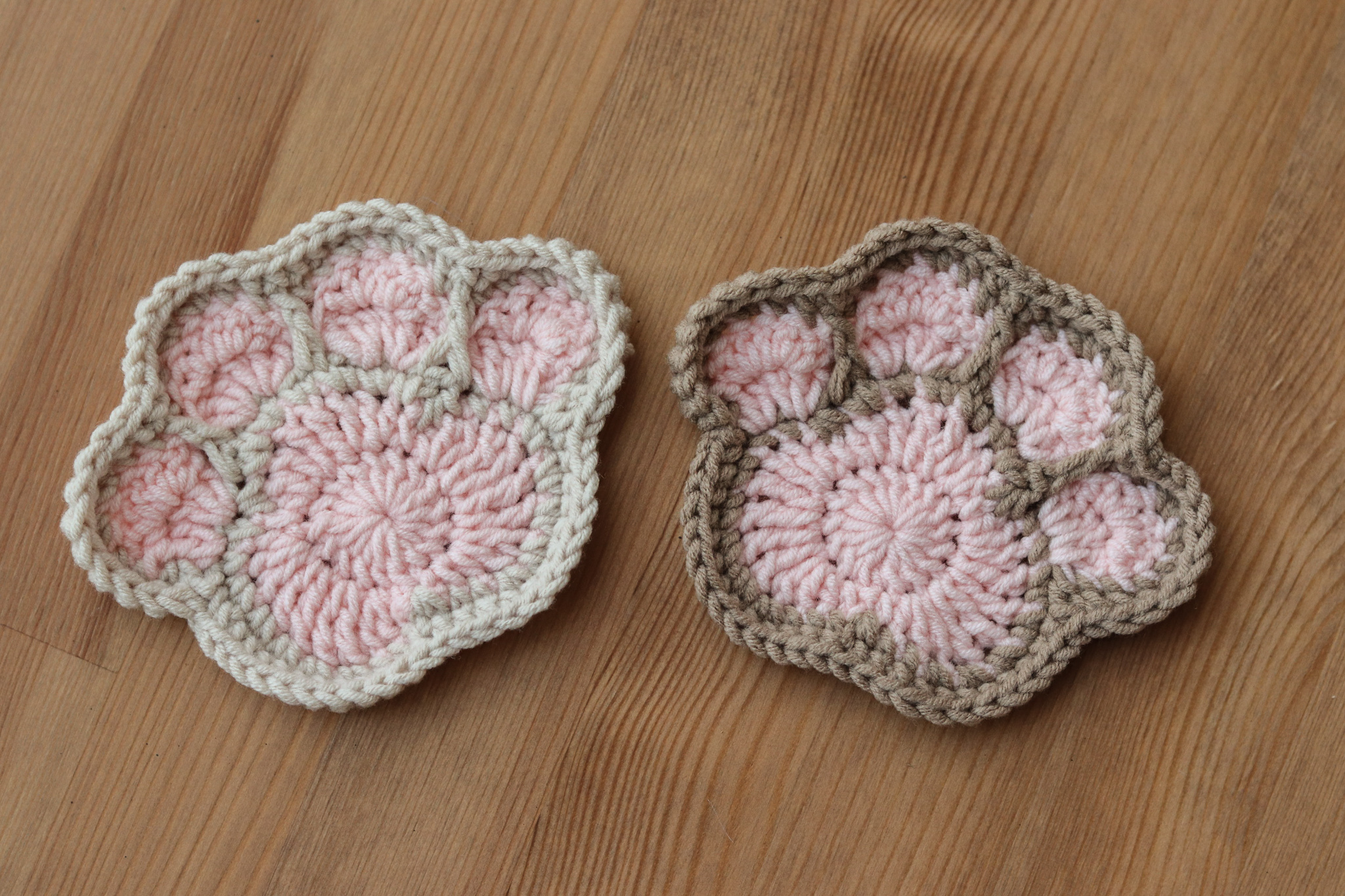 手工鉤織 牛奶棉 貓掌 造型杯墊