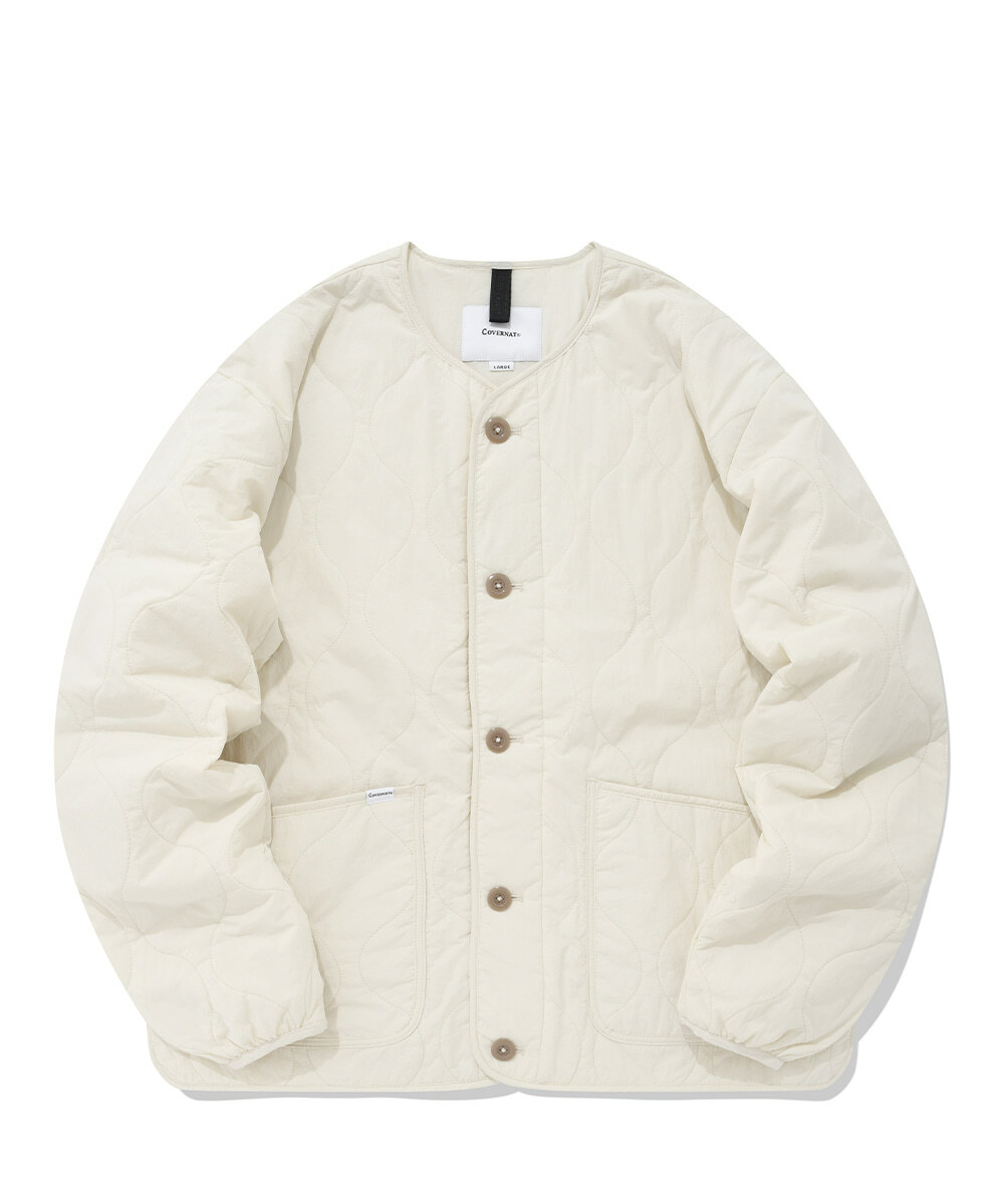 COVERNAT 短款鈕扣 絎縫夾克 象牙色