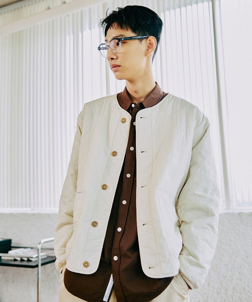 COVERNAT 短款鈕扣 絎縫夾克 象牙色