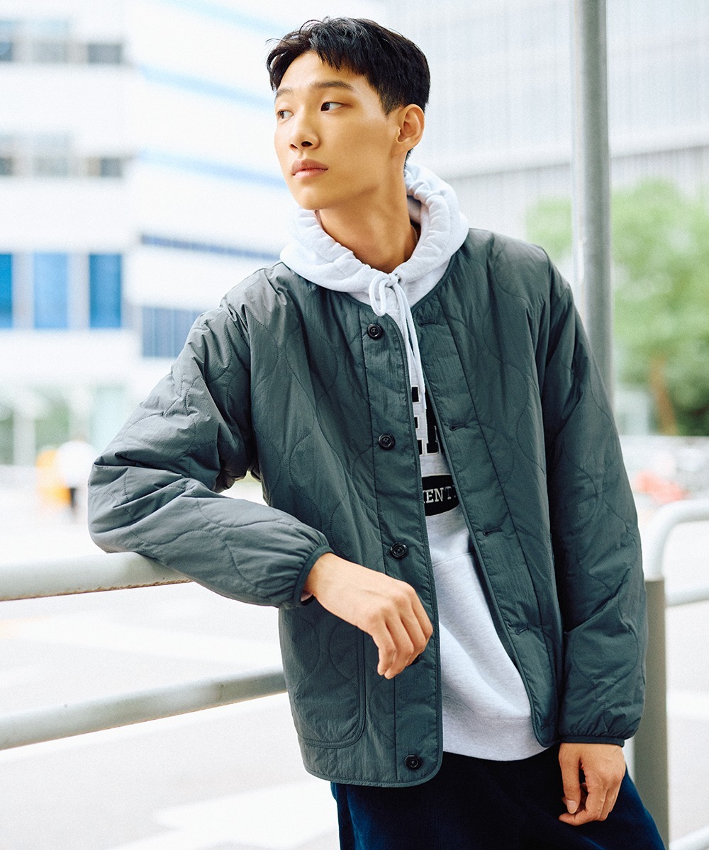 COVERNAT 短款鈕扣 絎縫夾克 橄欖色