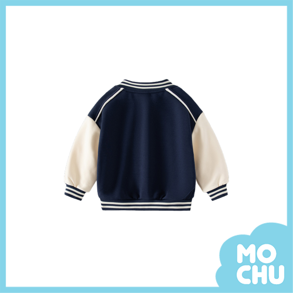 字母D單排扣加絨棒球外套