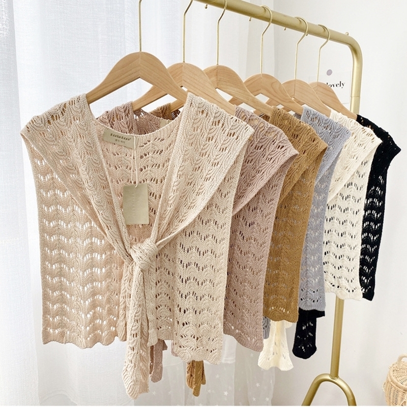 綁帶式緹花針織披肩  六色