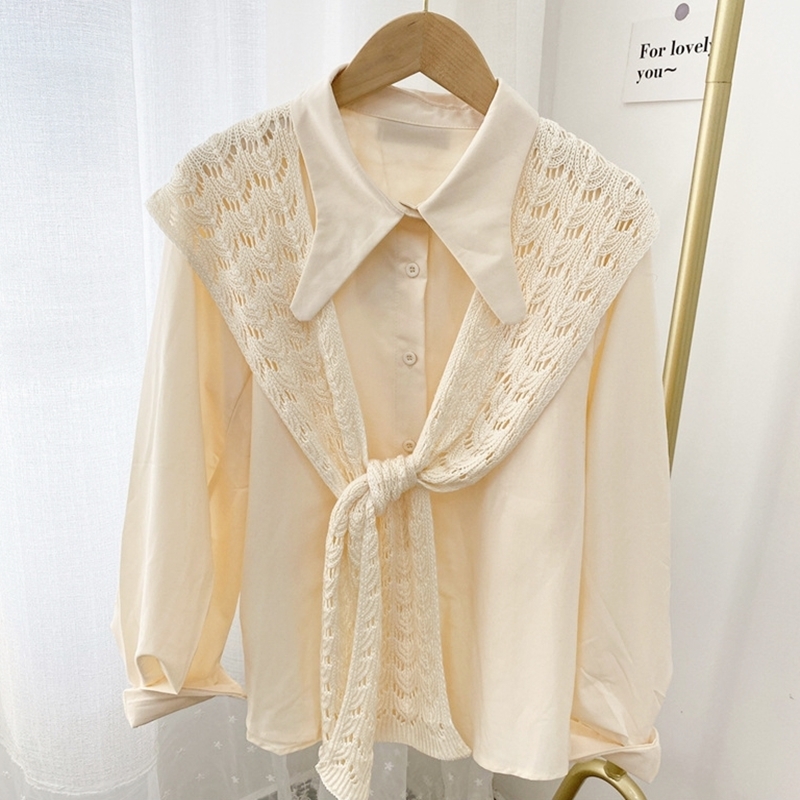 綁帶式緹花針織披肩  六色