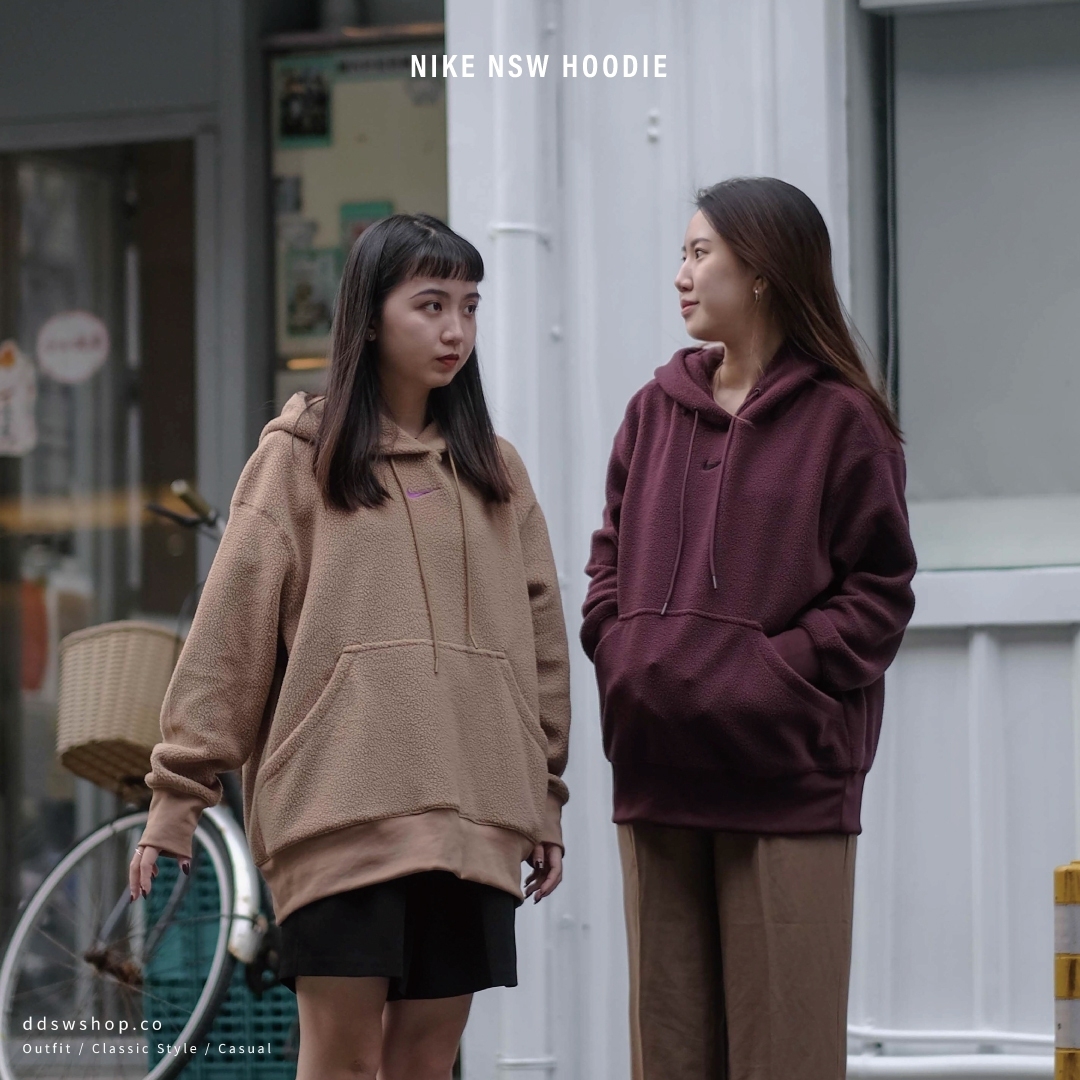 Nike NSW Hoodie 帽踢 女款 搖粒絨 撞色Logo 刺繡 口袋 摩卡咖 DQ6841-258 葡萄紫 DQ6841-652