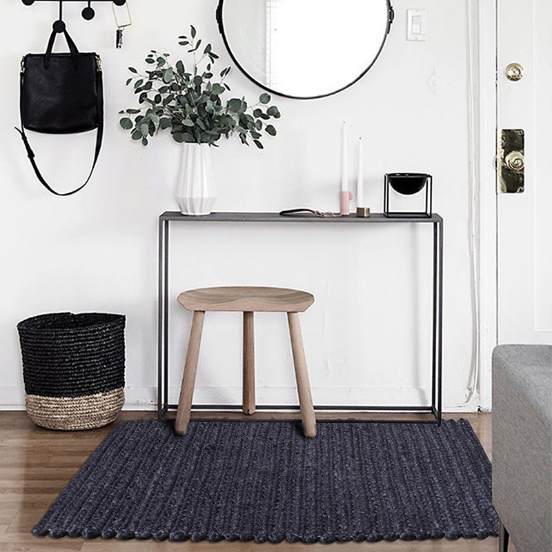 孟加拉收邊染色黃麻地毯