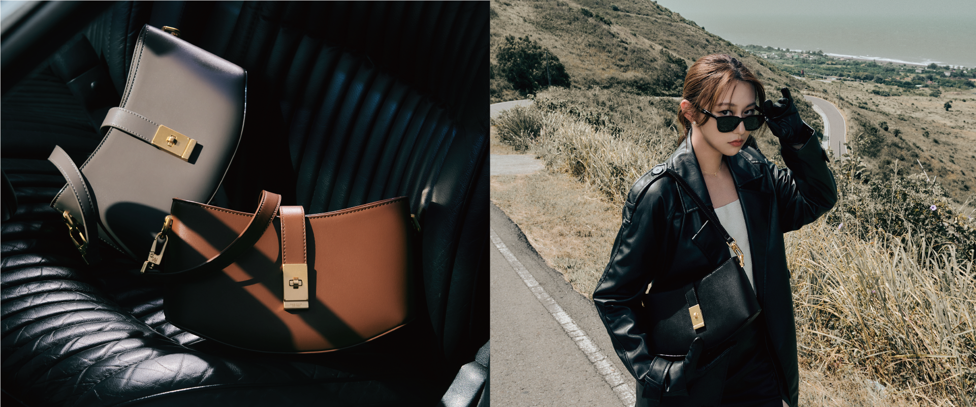 城市公路肩背包，搶眼的帆船造型包身搭配精巧轉釦五金設計  融入基本大地配色  輕奢中帶點簡約個性