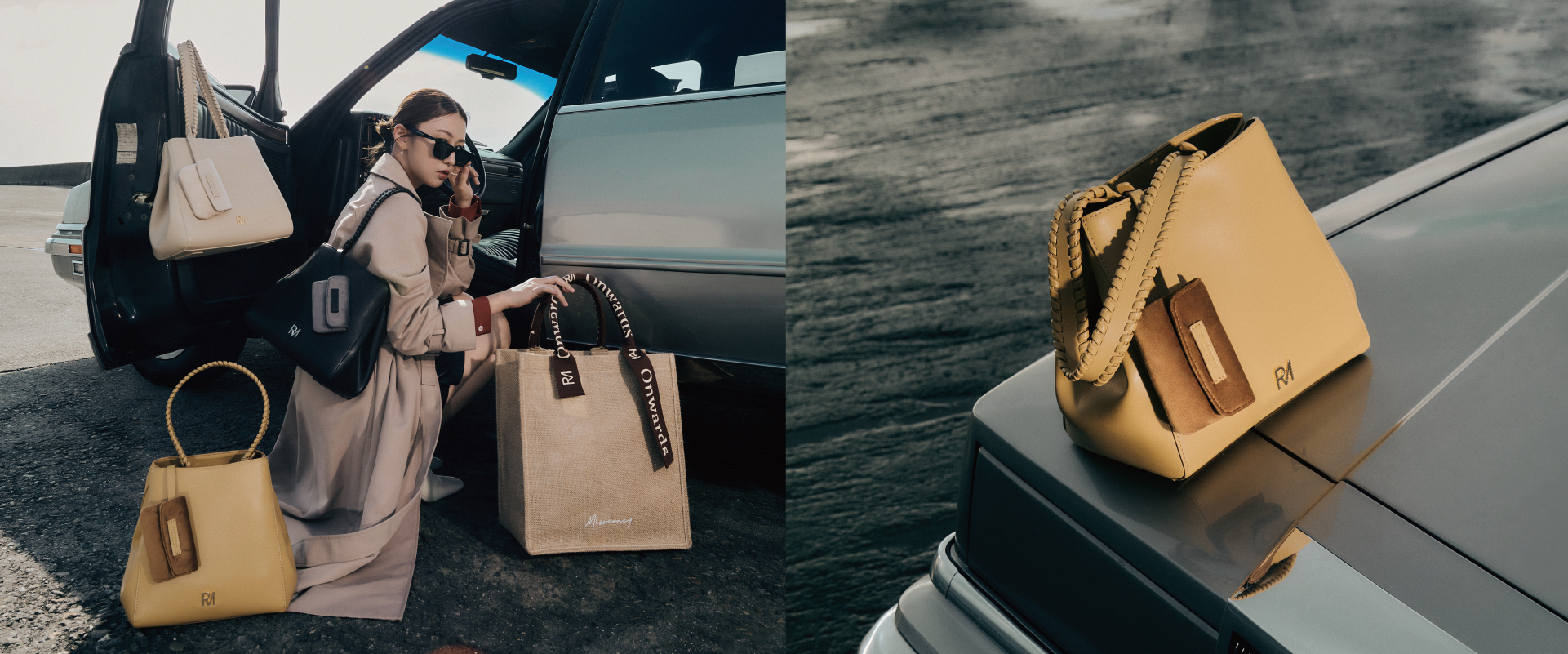 自由公路肩背包，由上往下延伸的 水桶包 造型