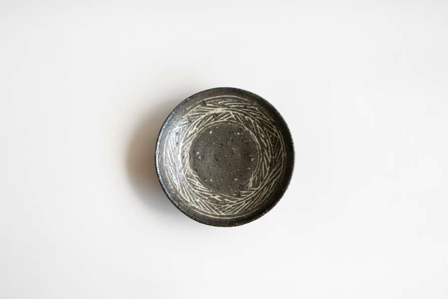 八田亨-黑三島手5寸皿