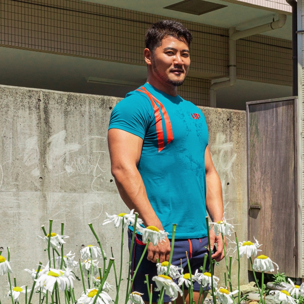 Stripe UP T恤 孔雀綠