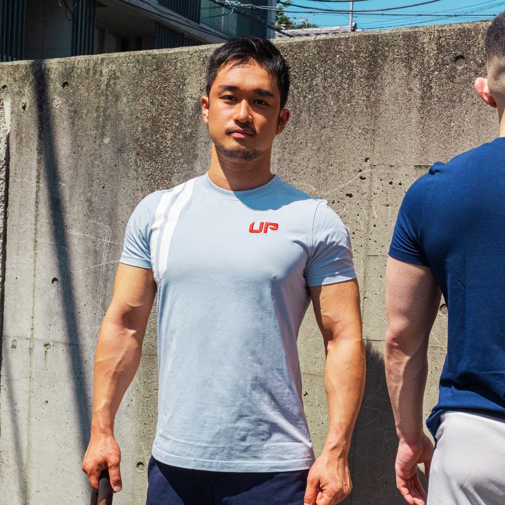 Stripe UP T恤 淺粉藍