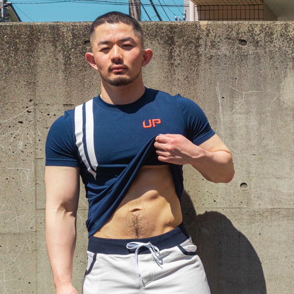 Stripe UP T恤 海軍藍
