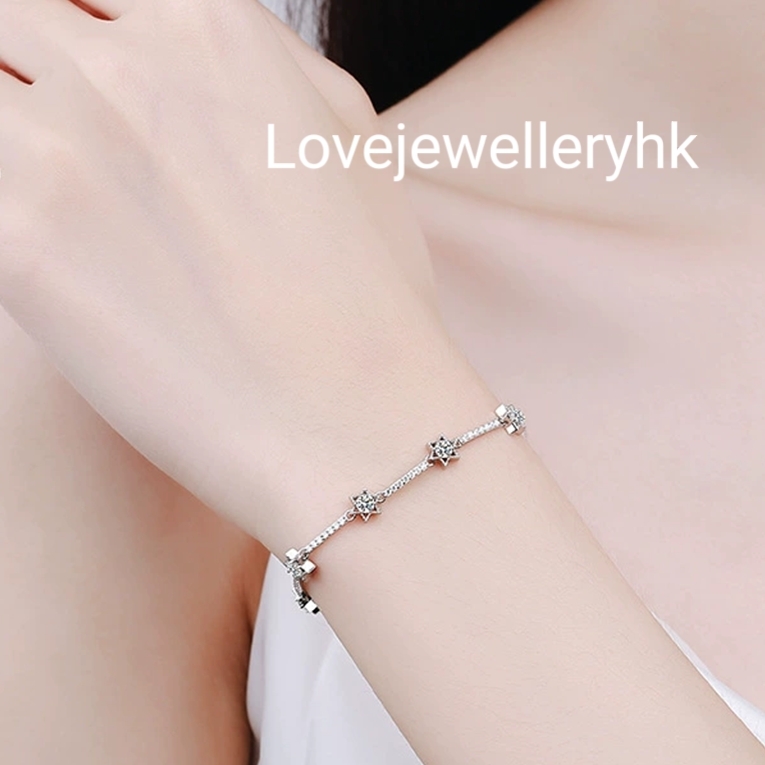 六角星莫桑鑽手鍊   B1C001