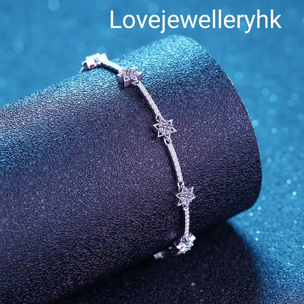 六角星莫桑鑽手鍊   B1C001