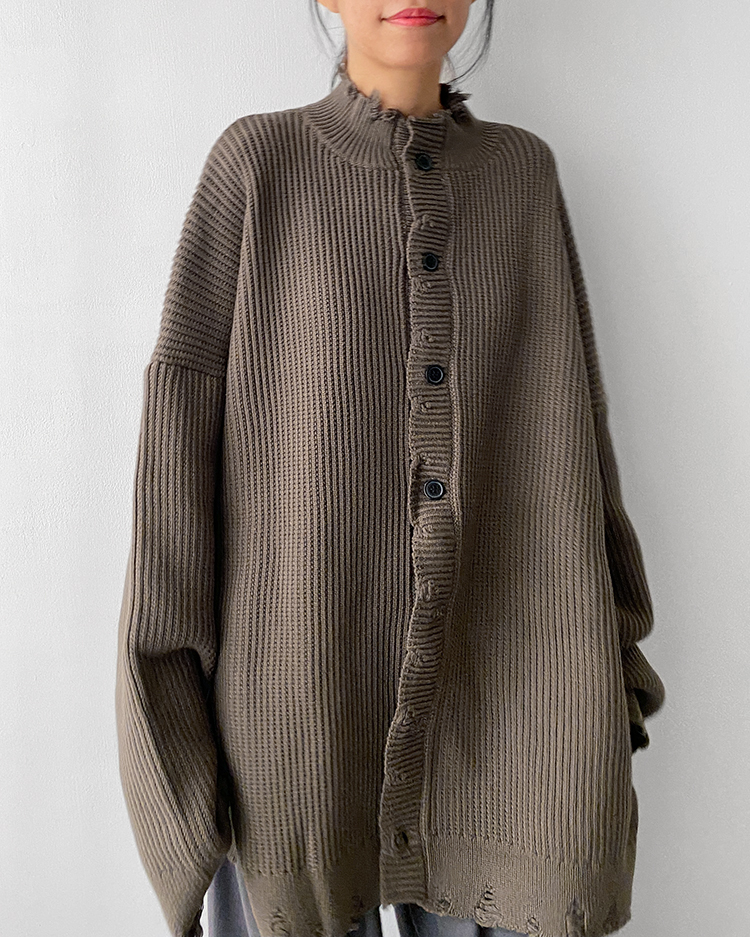 MFO-2218 破壞設計針織外套 ʙʀᴏᴡɴ