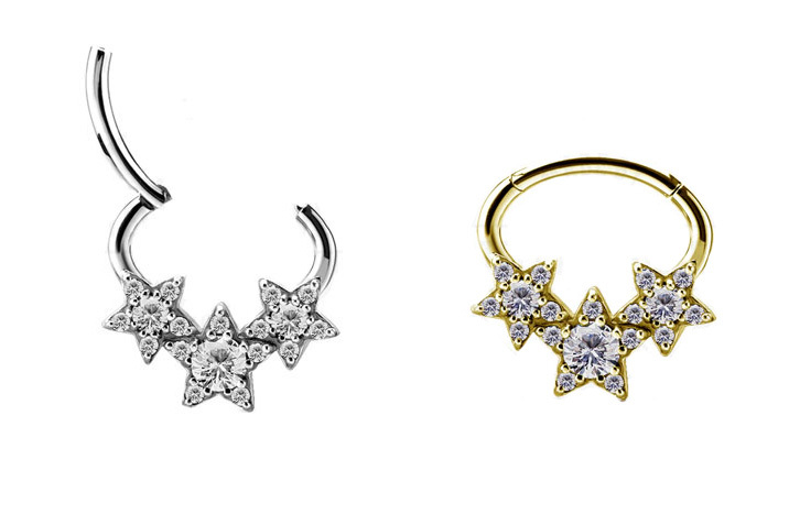 CoCr NF HINGED CONCH RING FLASH SET W. PREMIUM ZIRCONIA STAR