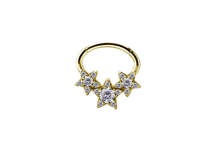 CoCr NF HINGED CONCH RING FLASH SET W. PREMIUM ZIRCONIA STAR