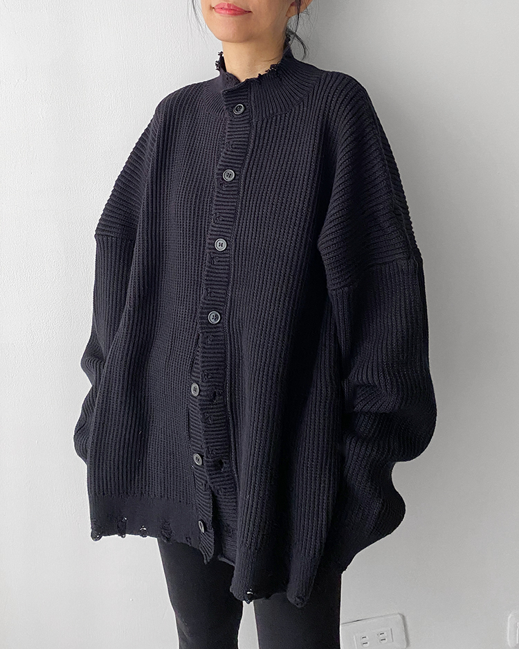 MFO-2218 破壞設計針織外套 ʙʟᴀᴄᴋ