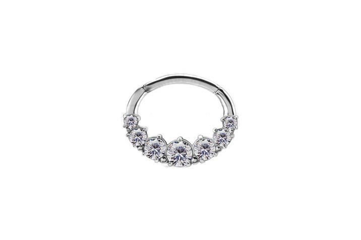 CoCr NF HINGED CONCH RING FLASH SET W. PREMIUM ZIRCONIA 7 CZ
