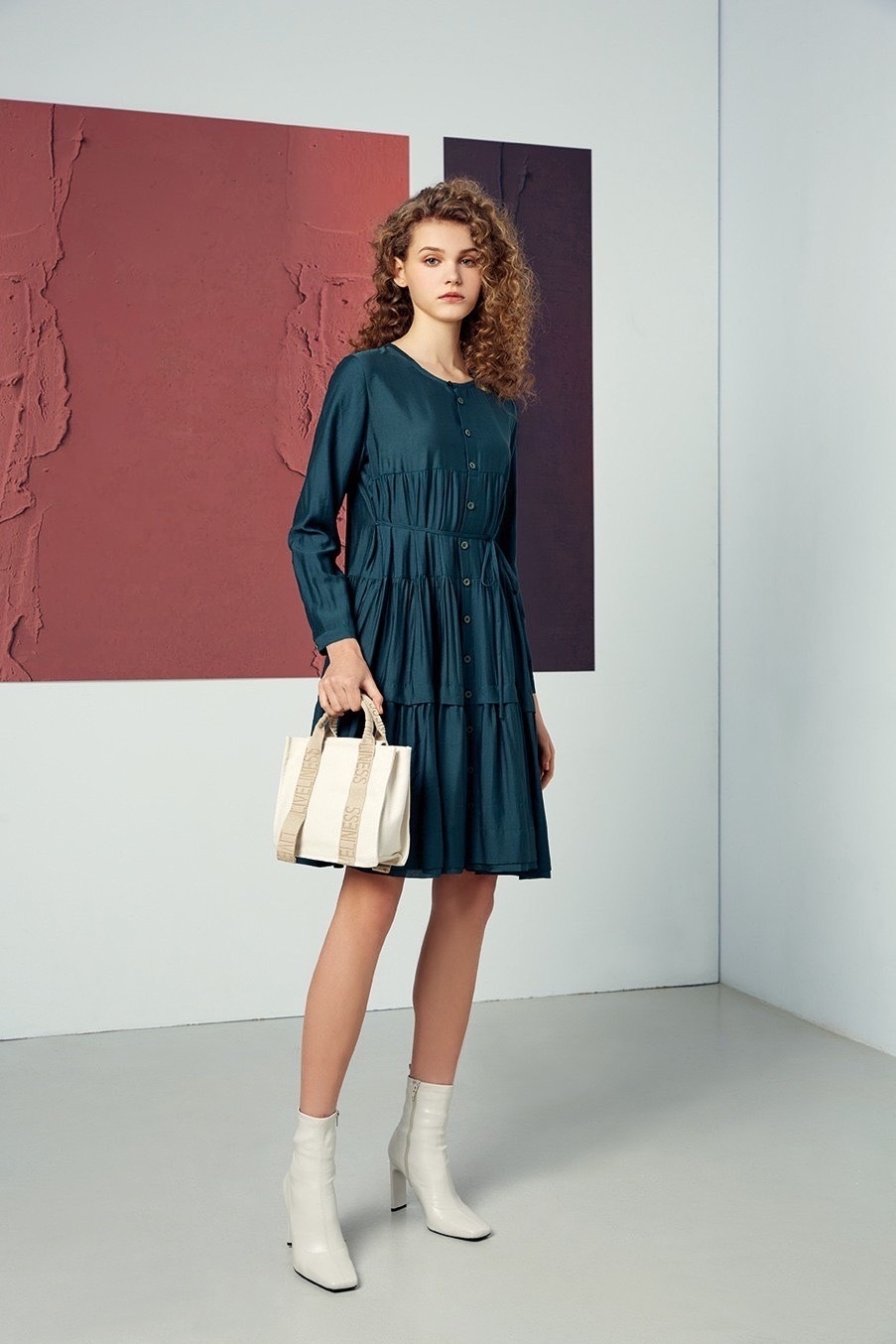 時尚蛋糕裙襬設計甜美洋裝R6312