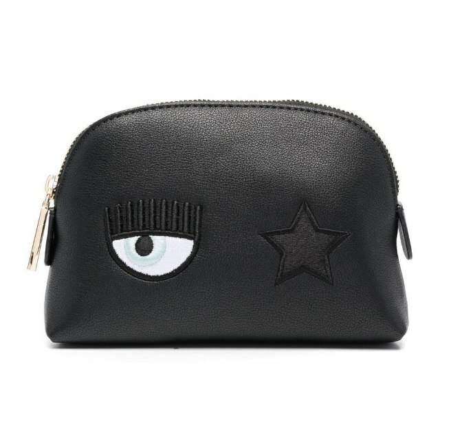 [S] CHIARA FERRAGNI ZS533-899EYE STAR MINI TROUSSE CLUTCH BAG FAUX LEATHER, BLACK, 8052672318626 (SCF171)