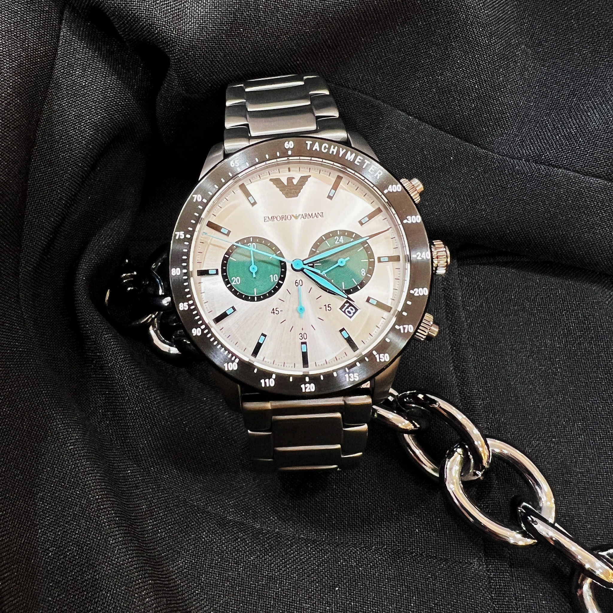 【EMPORIO ARMANI】Mario 紳士三眼計時腕錶AR11471 43mm