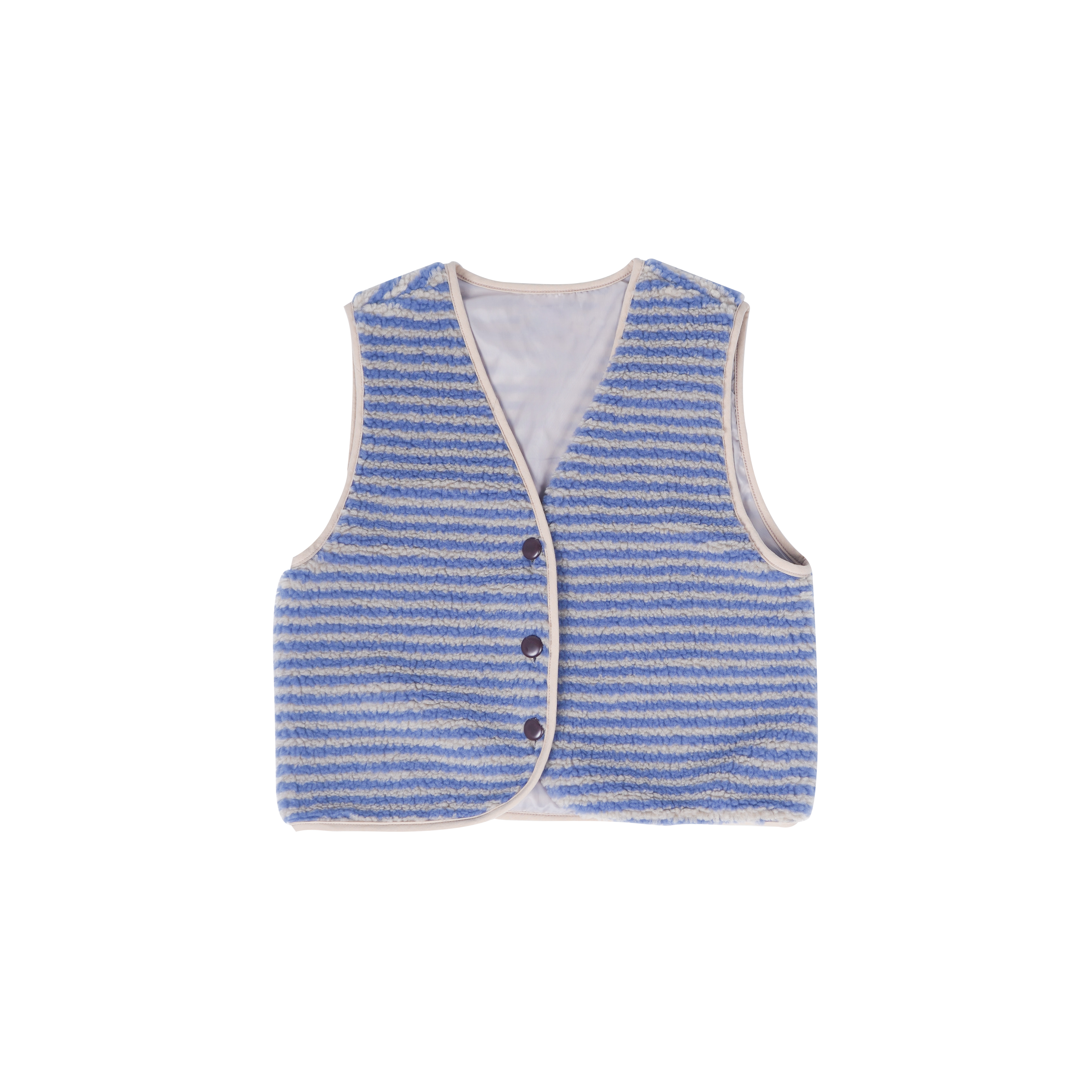 大V三鈕橫間毛毛背心外套