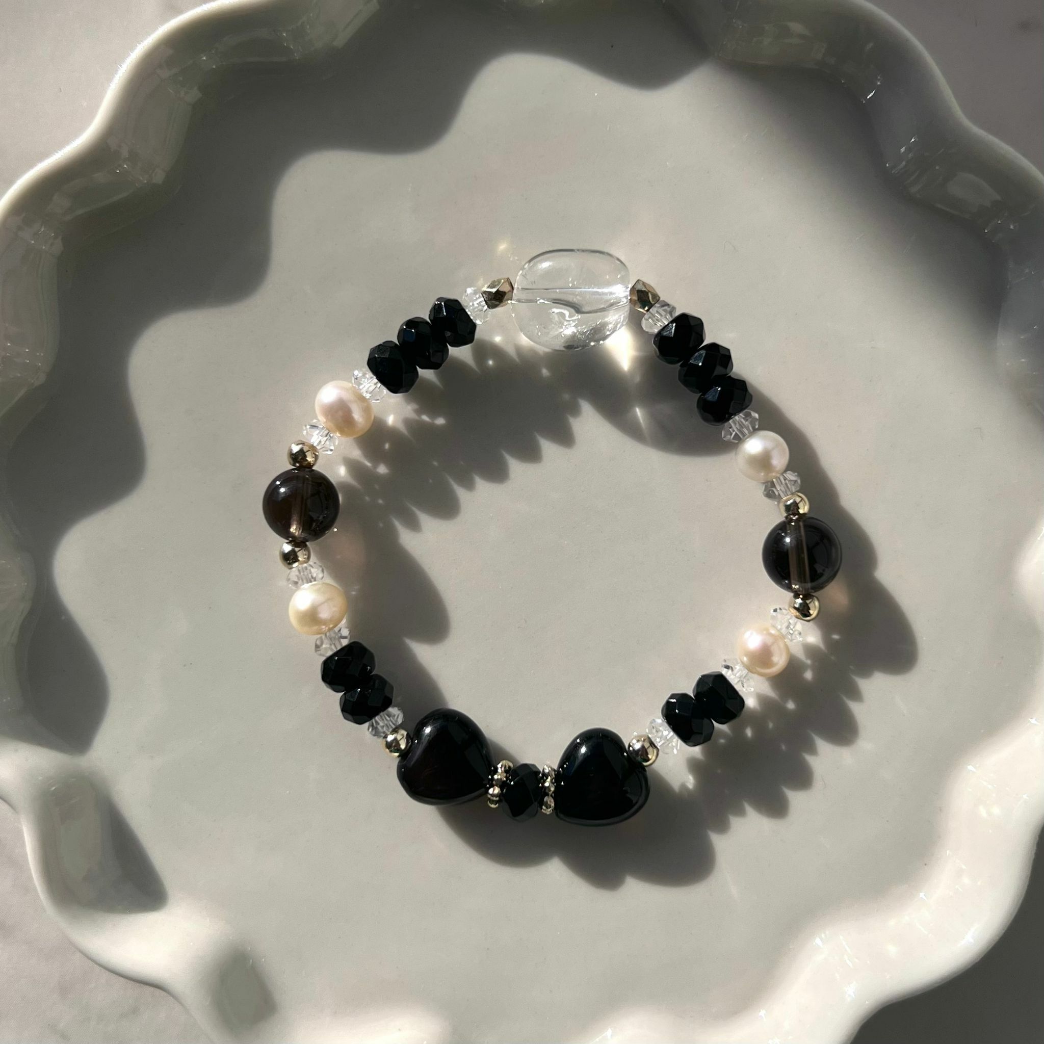 Black Ribbon 日本手作天然石水晶手鍊