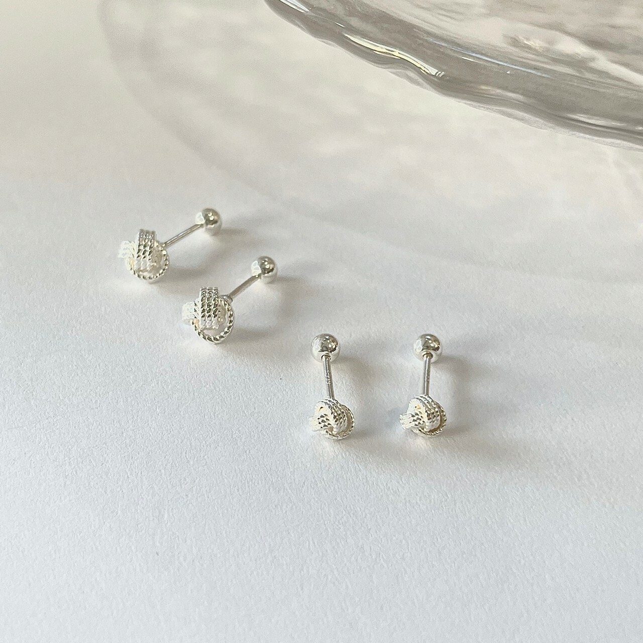 |簡約|編織毛線 • 轉珠耳環 • 純銀耳針 • 抗過敏 • 可碰水 S925