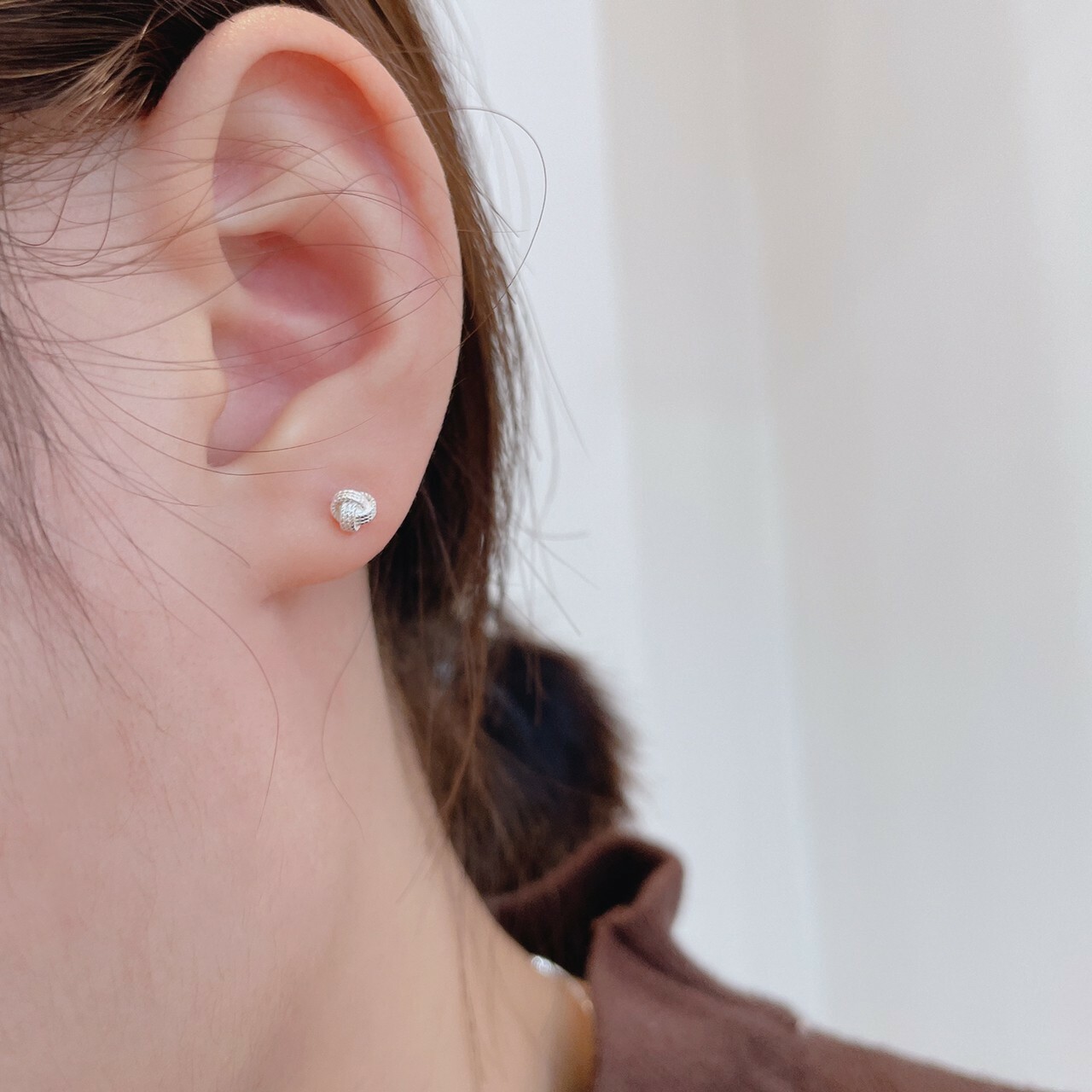 |簡約|編織毛線 • 轉珠耳環 • 純銀耳針 • 抗過敏 • 可碰水 S925