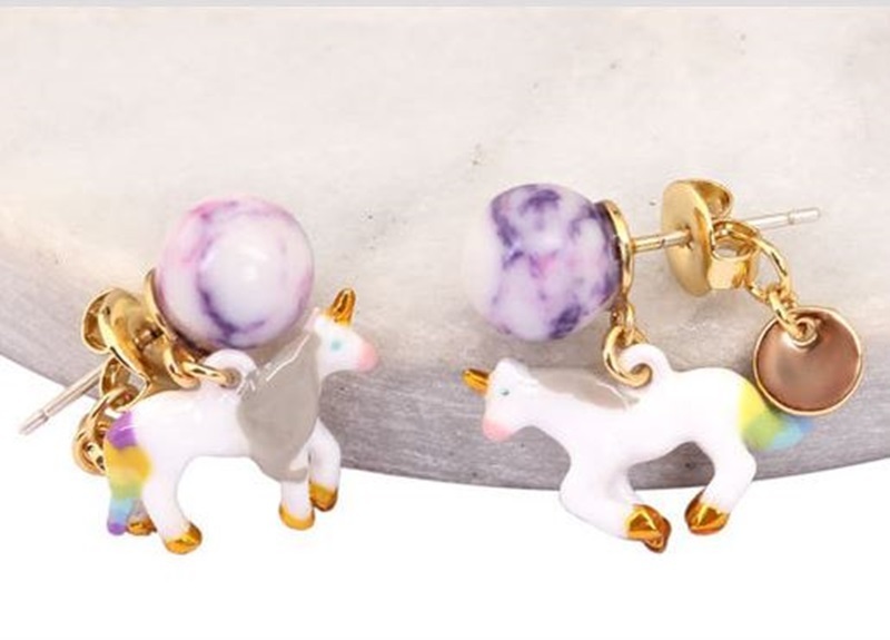 【手繪琺瑯】DEER.W 獨角獸手繪琺瑯耳環
